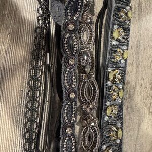 Elegant Beaded Headbands - Black and Gold